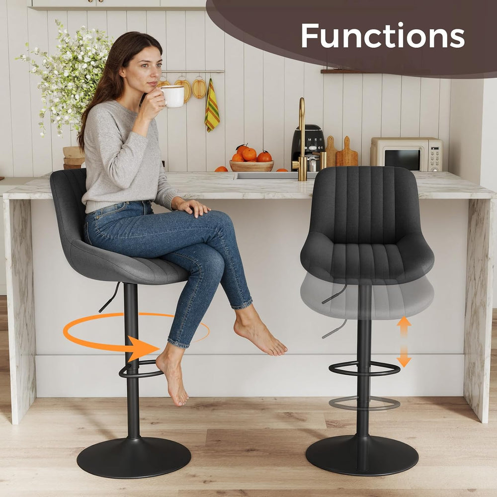 Nalupatio Bar Stools Set of 2, Adjustable Modern Swivel Bar Stools with Backs...