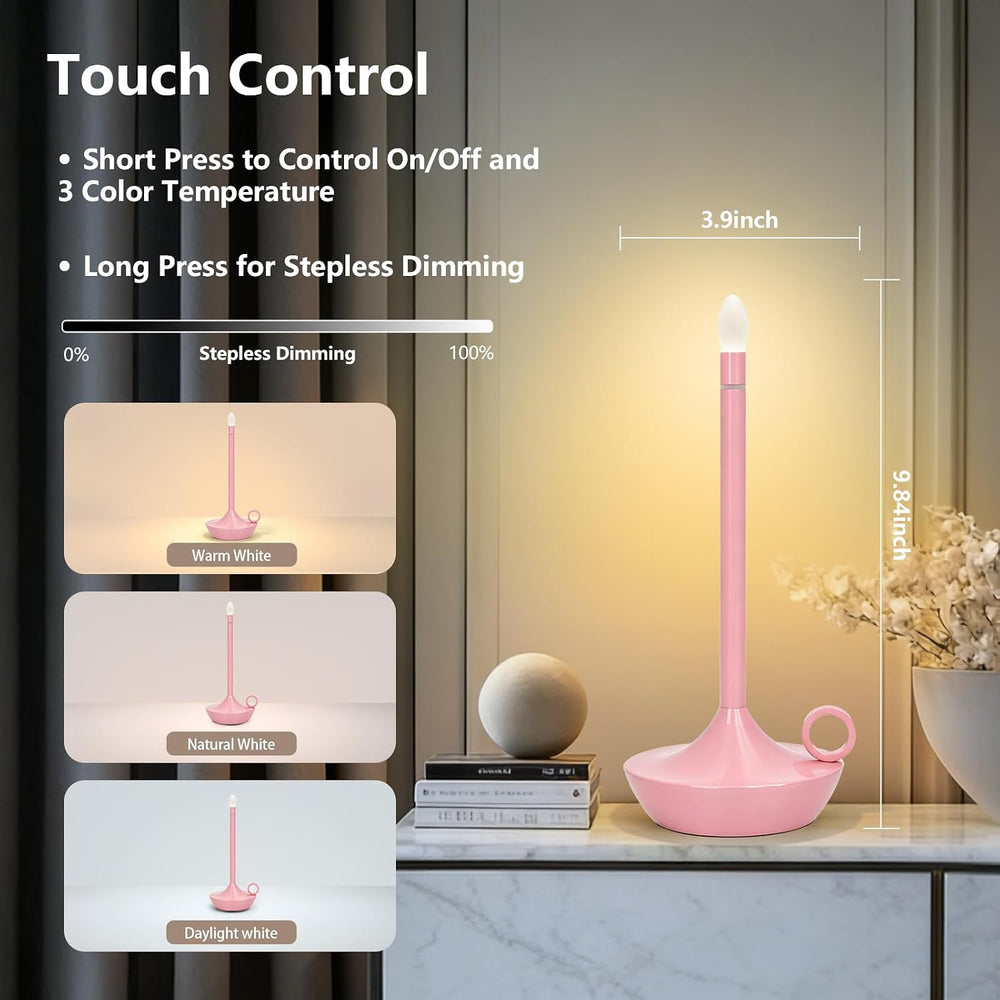 Cordless Table Lamp, Rechargeable LED Table Light, Portable Touch Dimmable (P...