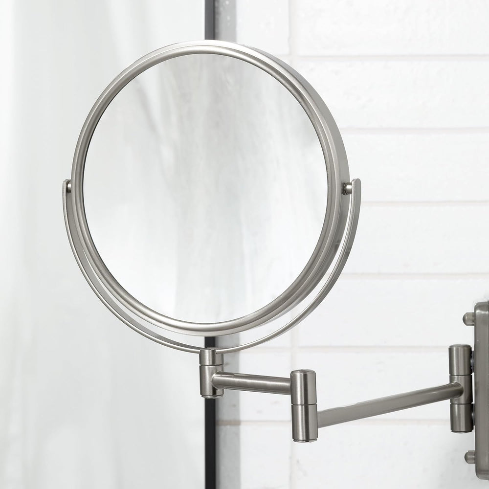 JERDON Wall-Mounted Makeup Mirror - 5X Magnification - Nickel - JP7506N