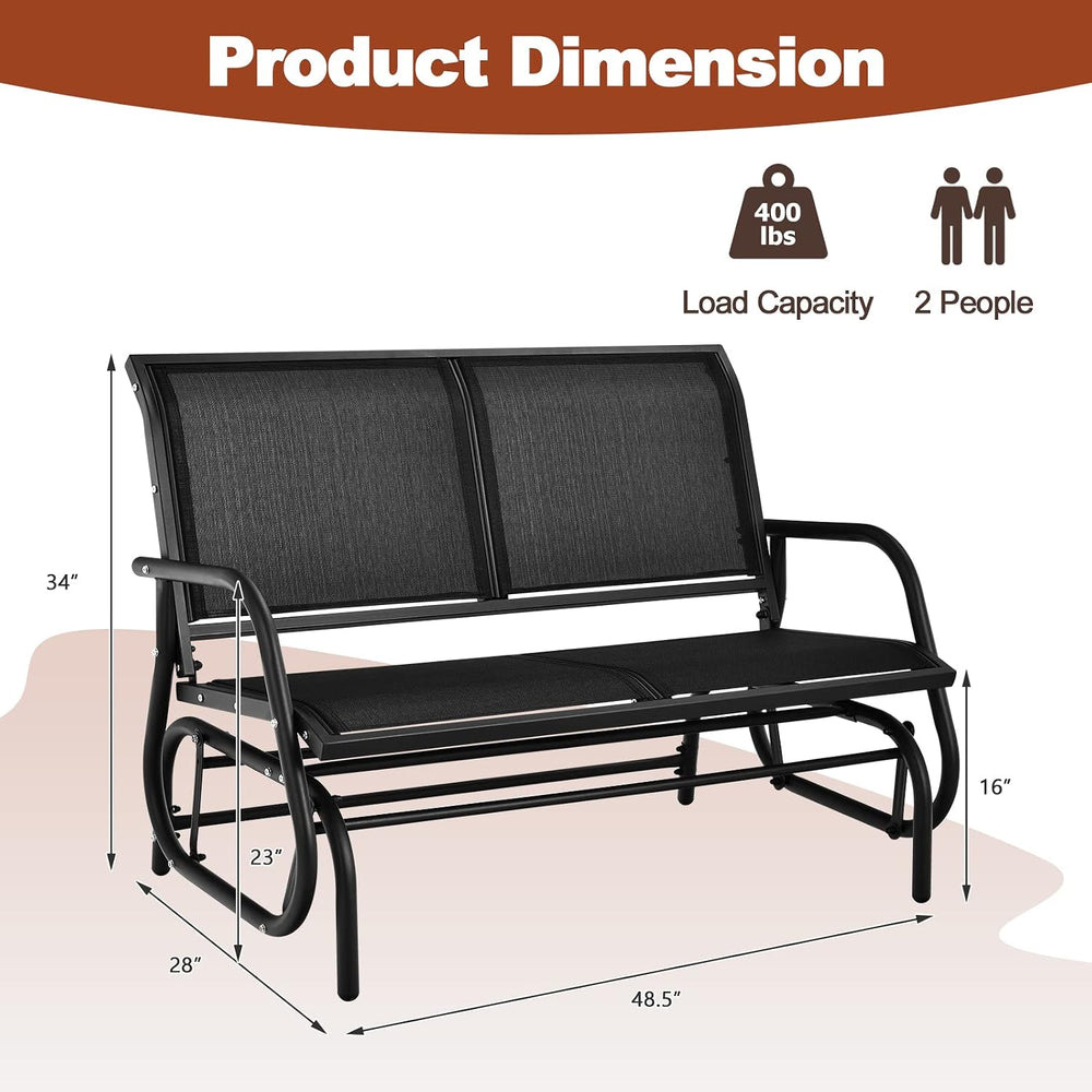 Tangkula 2 Person Patio Glider, Outdoor Swing Bench Rocker Glider Loveseat Ch...