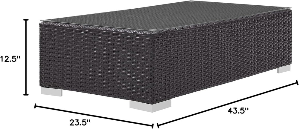 Modway Convene Wicker Rattan Outdoor Patio Coffee Table in Espresso