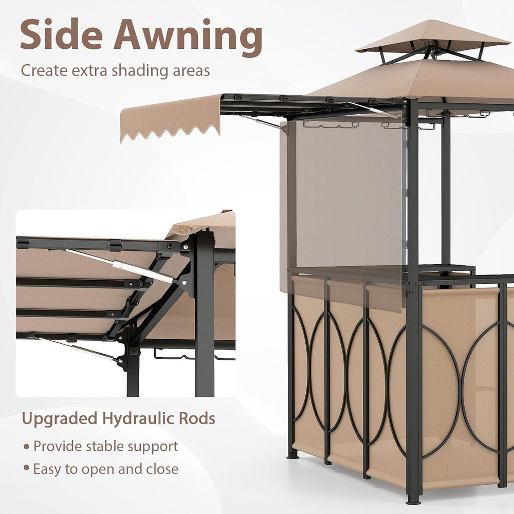 Tangkula 3 Piece Patio Bar Set with 2 Foldable Bar Stools