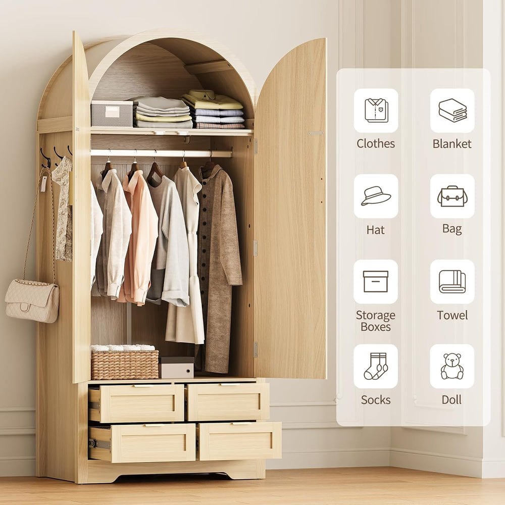 Armoire Wardrobe Closet with 4 Drawers - 2 Wood Bedroom Armoires and Wardrobe...