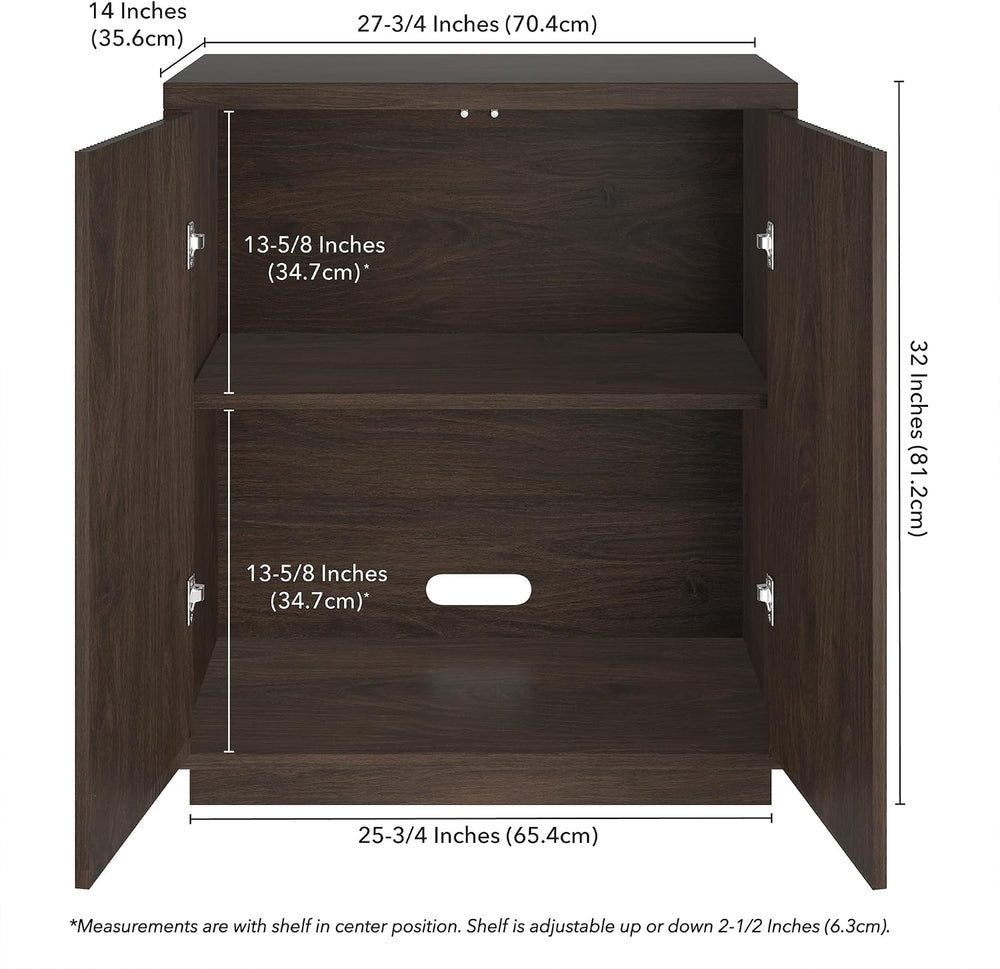 Henn&Hart 28" Fluted Accent Cabinet, Sideboard Buffet, Rich Brown