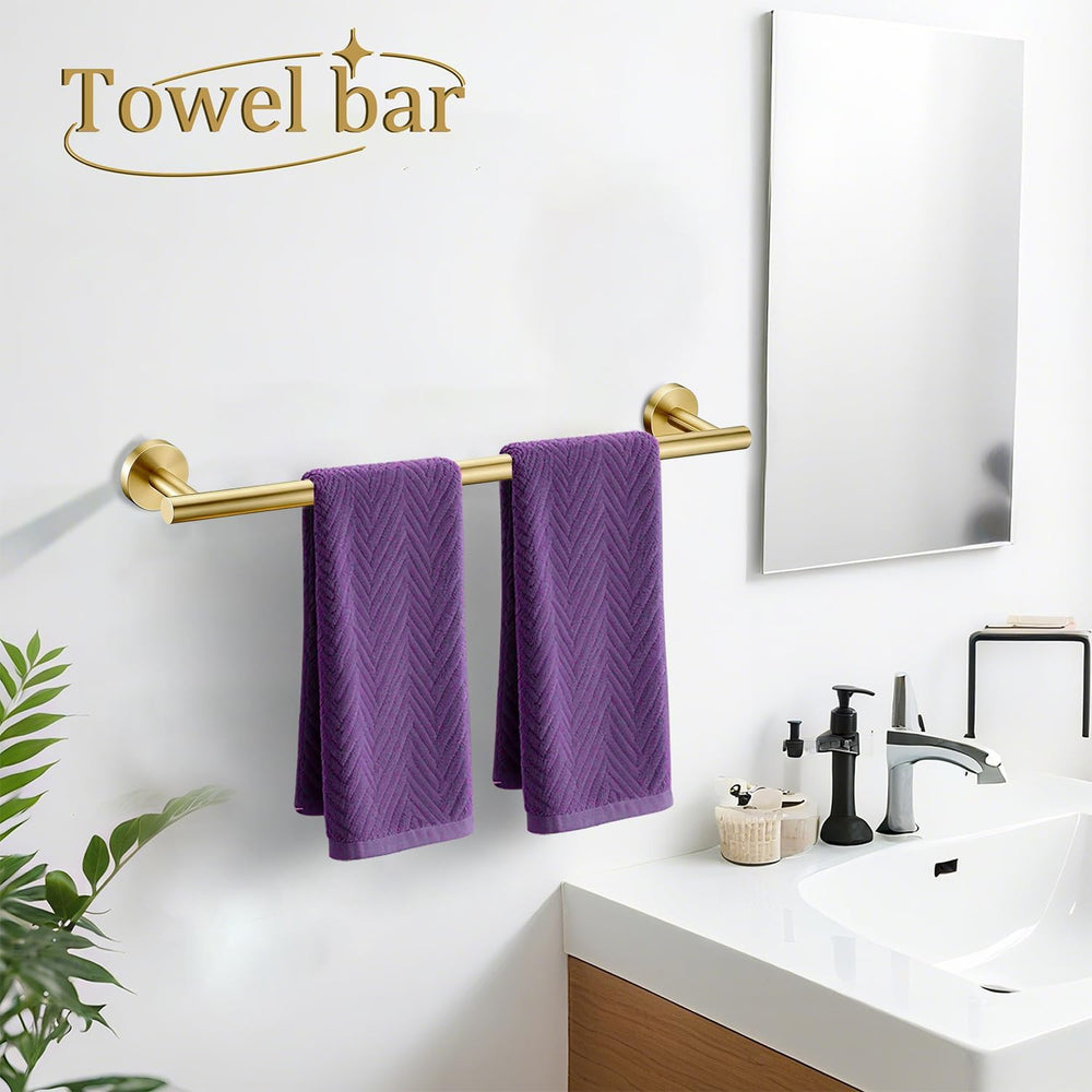 6 Pieces Brushed Gold Bathroom Hardware Accessories Set, SUS304 Stainless Ste...