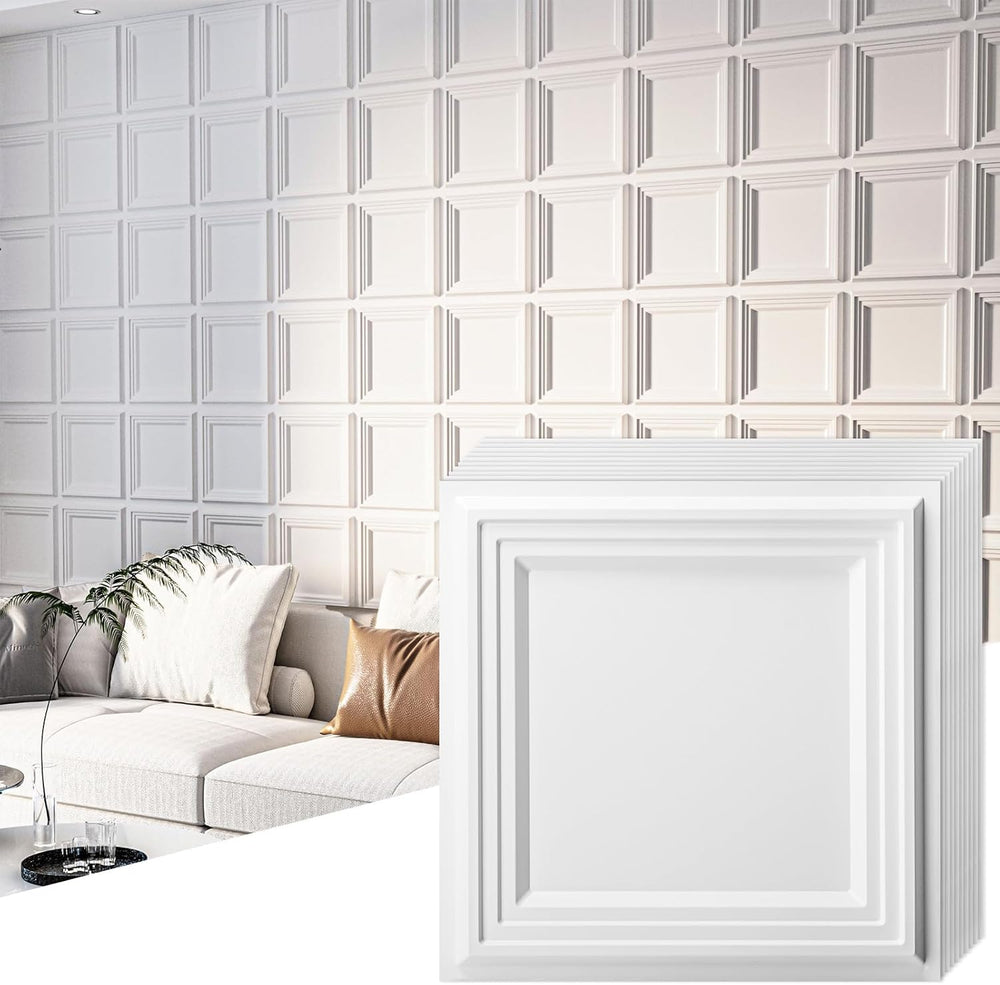 Art3d 33-Pack Accent 3D Textured Wall Panels, 11.8 x 11.8 in, White