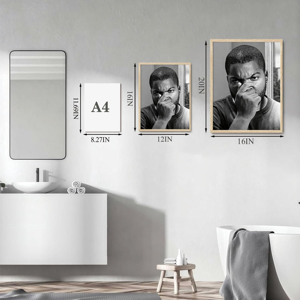 Framed Funny Bathroom Wall Art Black and White Canvas Art Prints Set of 2