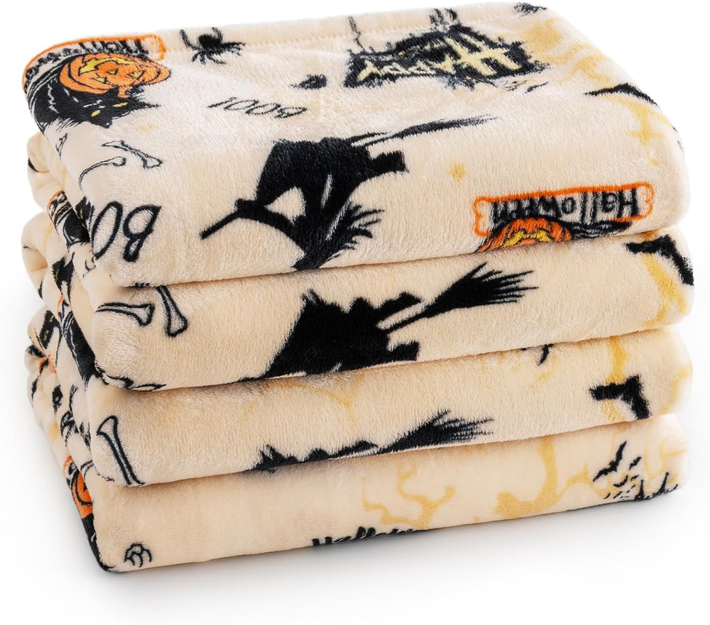 PHF Halloween Fleece Blanket King, 300GSM Plush Cozy Throw, Fall Decor
