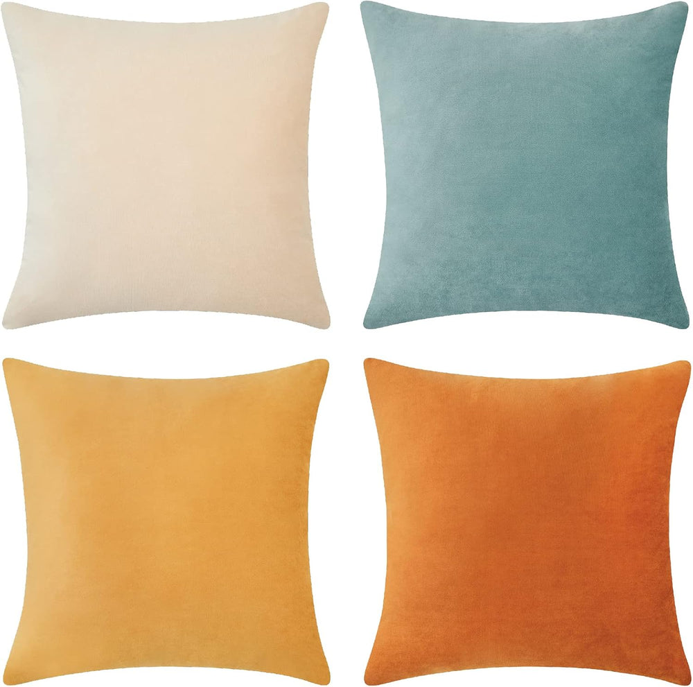 MONDAY MOOSE Decorative Throw Pillow Covers Cushion Cases, Set of 4 Soft Velv...