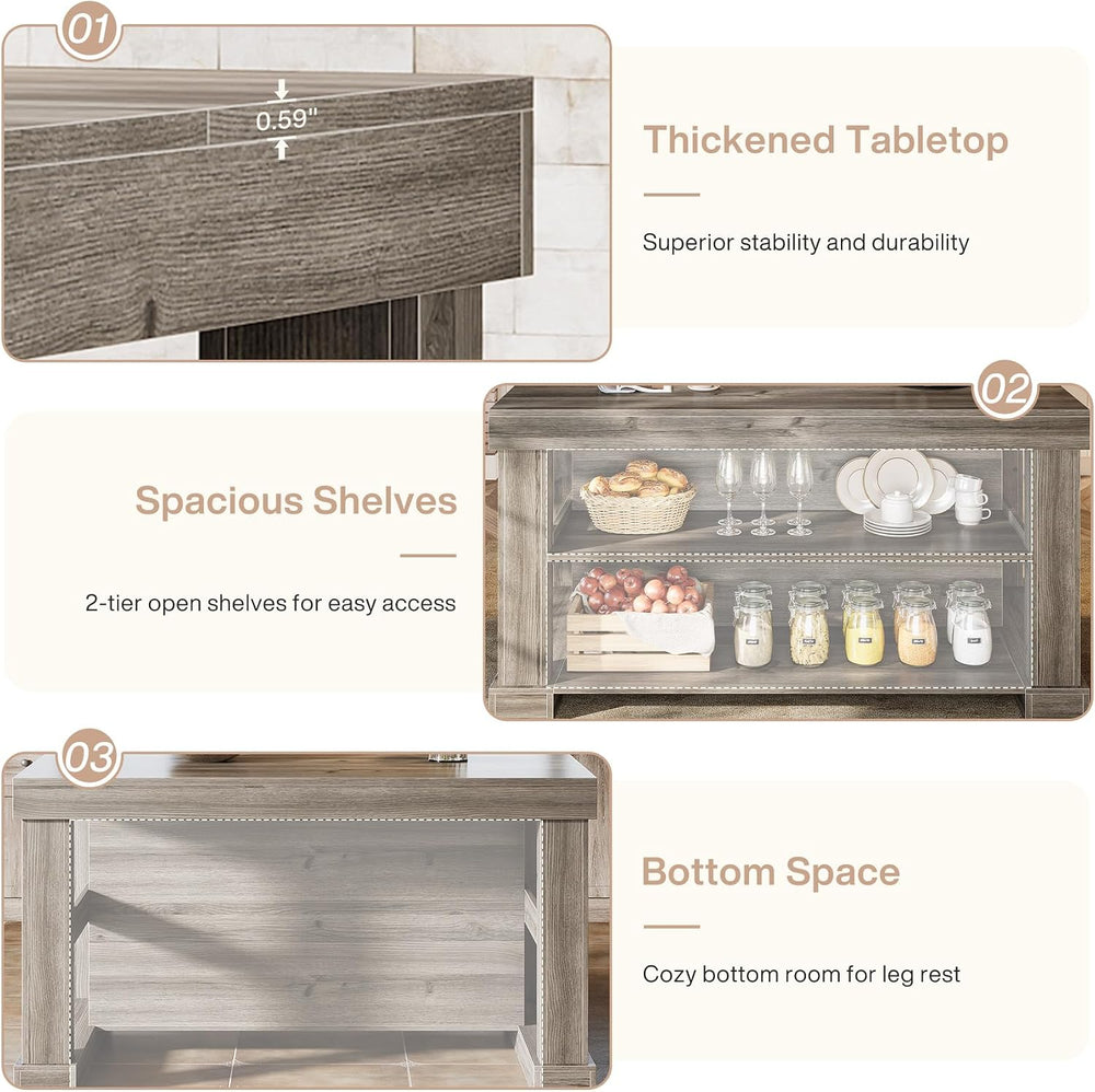 Tribesigns Kitchen Island with Seating and Storage, 55-Inch Farmhouse Station...