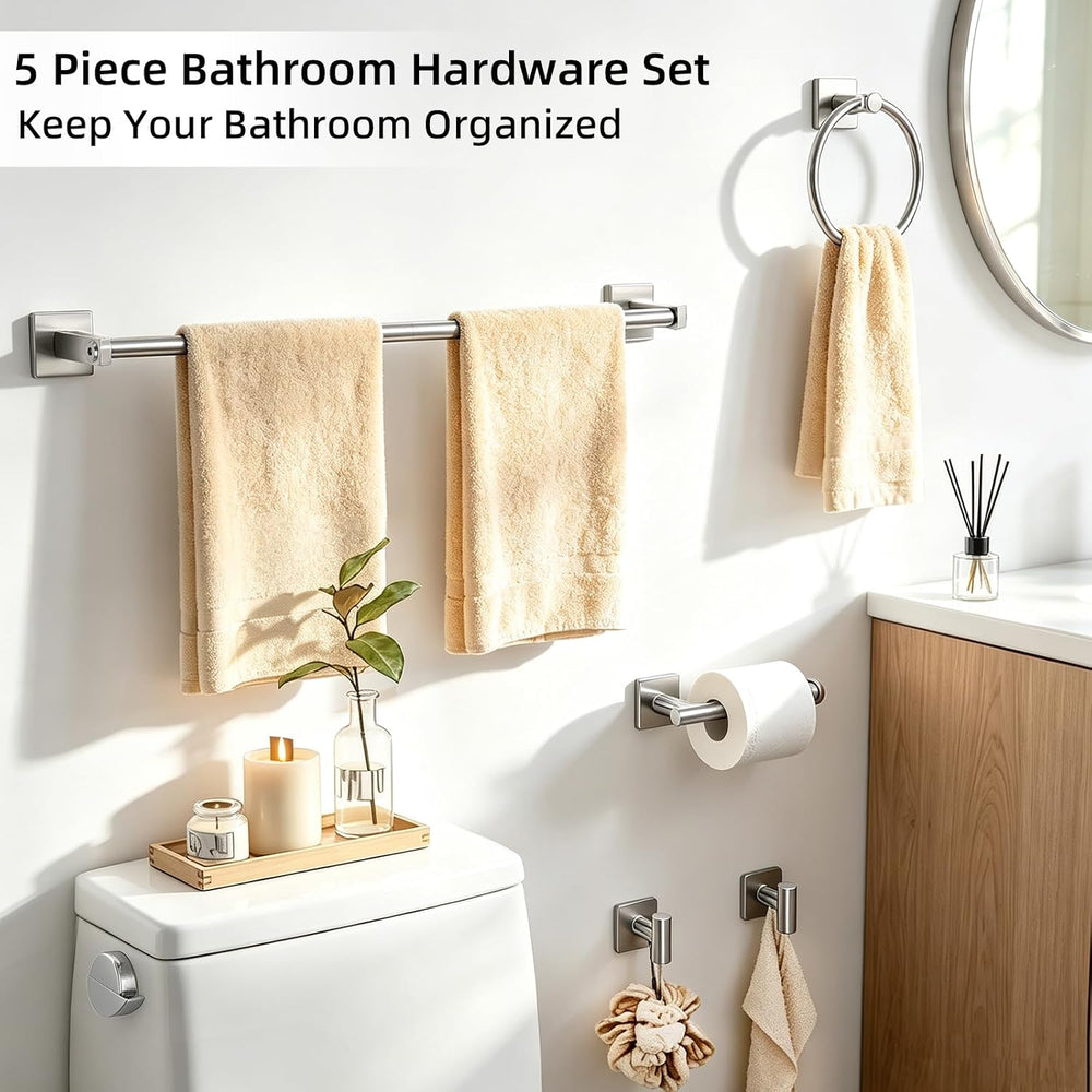 5 Pieces Bathroom Hardware Accessories Set, Towel Bar Set, Brushed Nickel