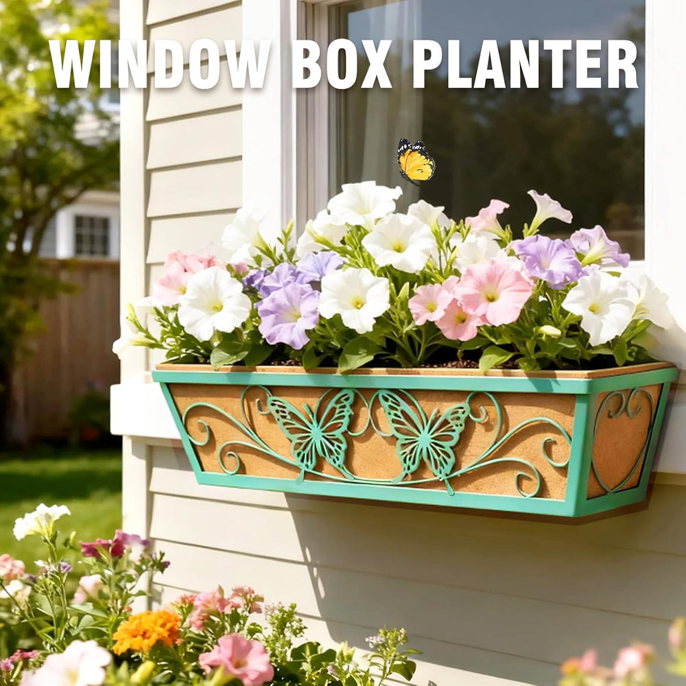 2 Pack 24 Inch Window Boxes Planter for Outdoor Plants - Green
