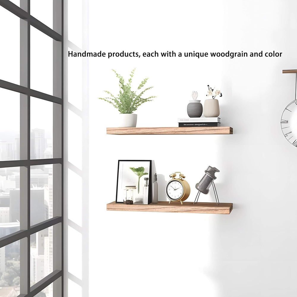 PHPH Wood Floating Shelves for Wall, Wooden Wall Shelves for Bedroom, Set of ...