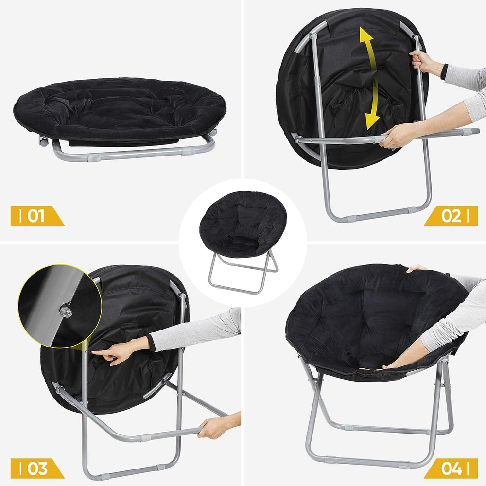 Faux-Fur Folding Chair, Moon Chair Soft Lounge Chair for Lounging, Bedroom, D...