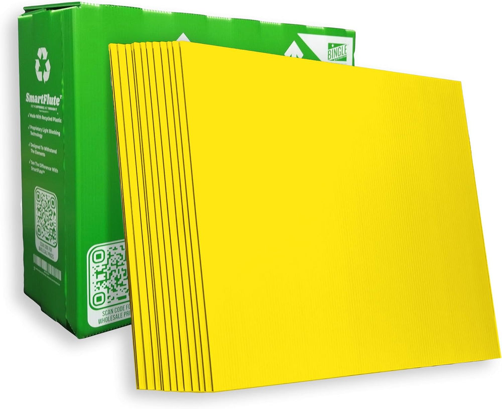 4MM YELLOW Blank Signs 24" x 18" Sheets High Grade Corrugated Plast...