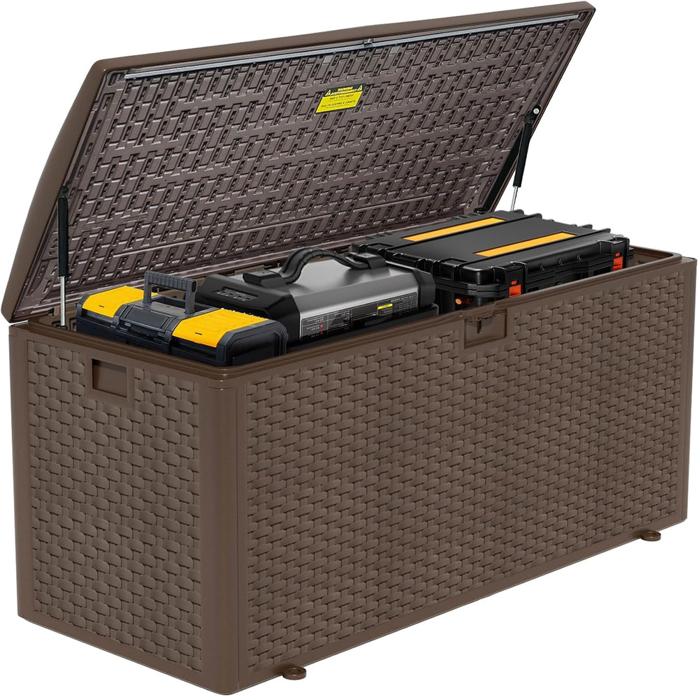 Outdoor Storage Box Waterproof, 180 Gallon Pro Lockable Resin Deck Box Large,...