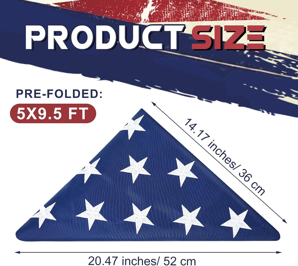 Mindsoft 1 Pcs 5 x 9.5 ft Folded Memorial American Flag