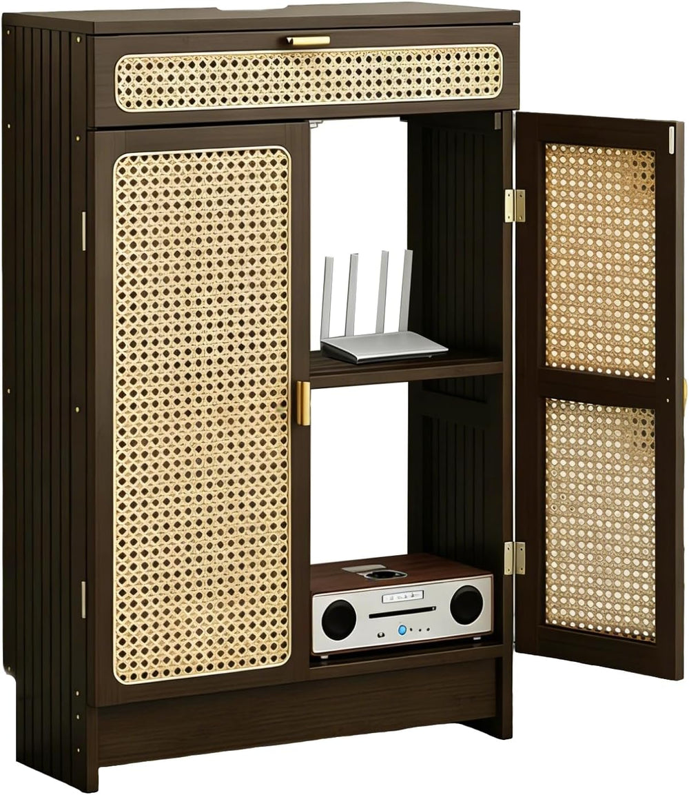 Jueraori WiFi Router Storage Cabinet with Adjustable Shelves, No Back Panel
