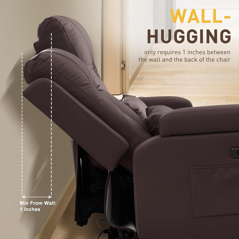 URRED Wall Hugger Power Reclining Loveseat Sofa,Dark Brown:77.3" - 3 Seats