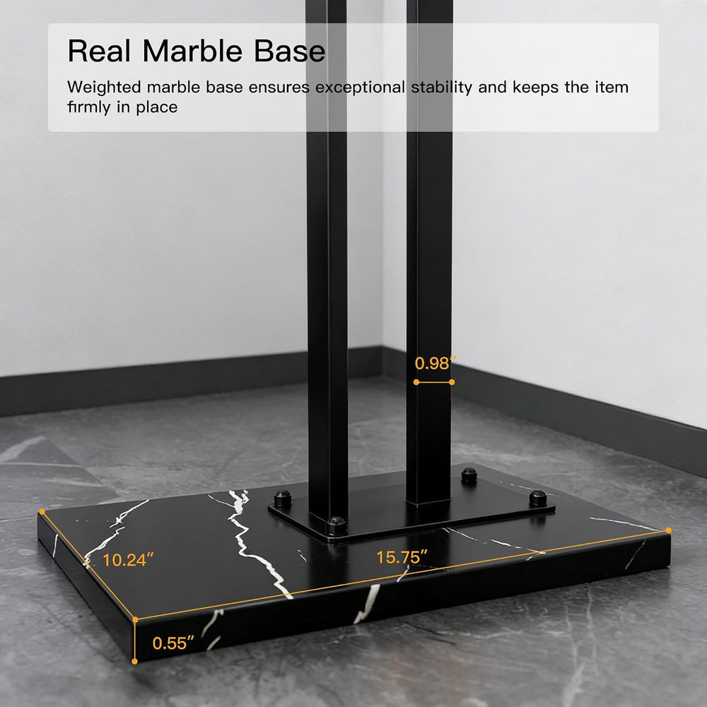 JIAYUEJU Heavy Duty Coat Rack Freestanding Marble Base Coat Tree (Black)