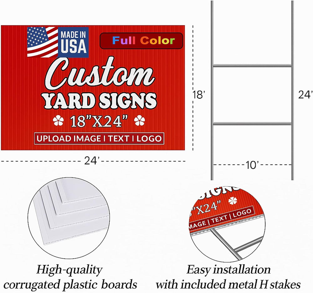 24"X18"Pack of 4,Custom Yard Signs | Double Sided,4mm Weatherproof ...