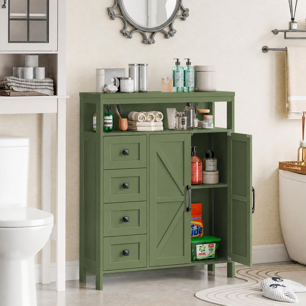 Befrases Farmhouse Storage Cabinet with 2 Doors and 4 Drawers, Green