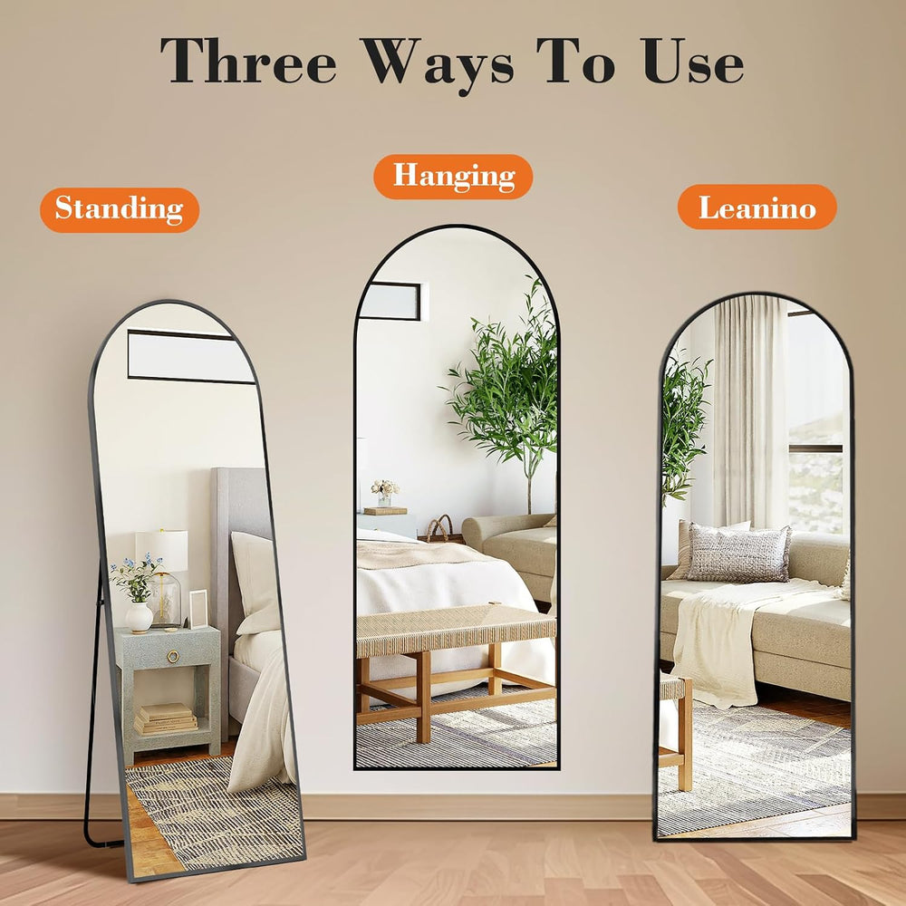 OLIXIS Arched Full Length Mirror with Stand, 60"x16" Full Body Mirror