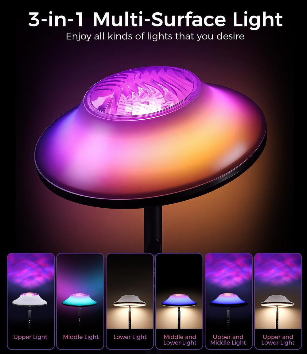 SIBRILLE LED Uplighter Floor Lamp | RGB & Water Ripple Dynamic, Warm Cool...