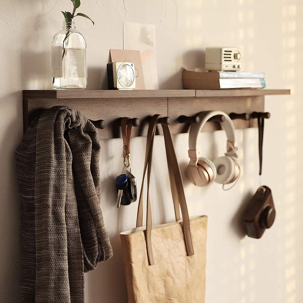 Entrance Coat Rack ,Coat Hooks, Wall-Mounted Wooden Hook Rack, Wall-Mounted S...