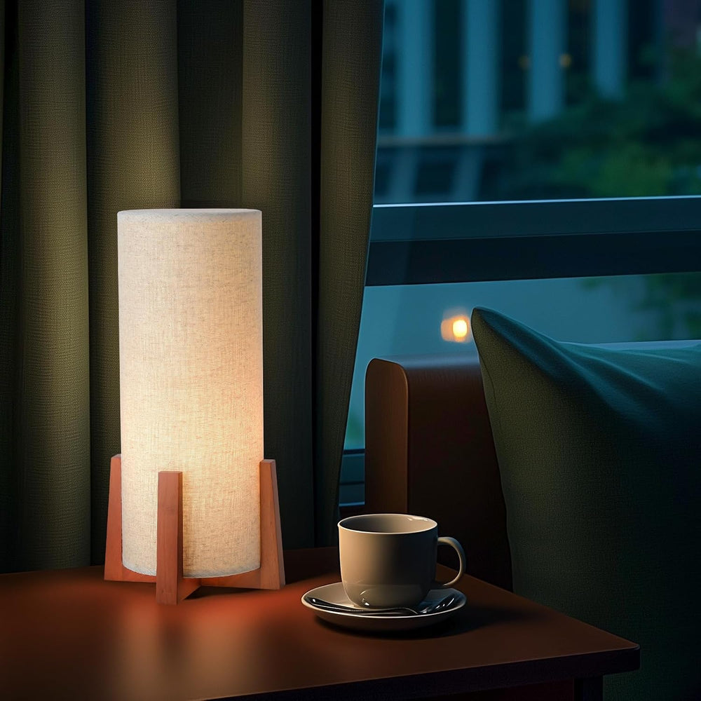 Modern Small Table Lamps, Nightstand Lamp with Linen Fabric Shade, 13.97"...
