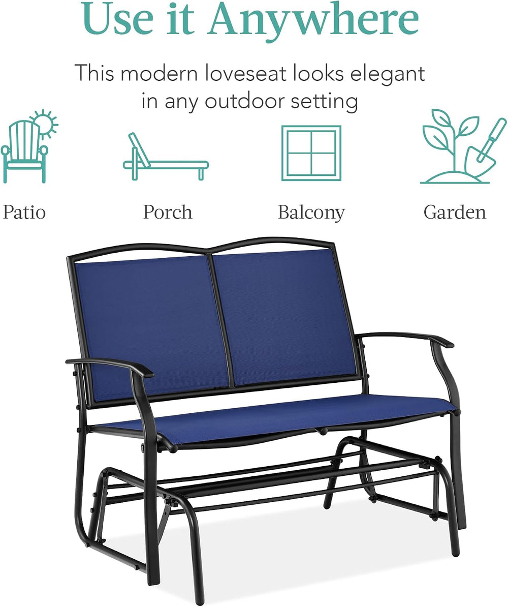 Best Choice Products 2-Person Outdoor Patio Swing Glider Steel Bench Loveseat...