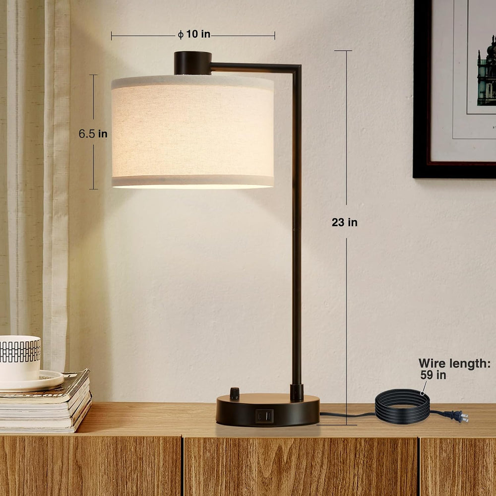 Luvkczc Table Lamp for Bedroom Set of 2 with USB C+A Ports, Fully Stepless Di...