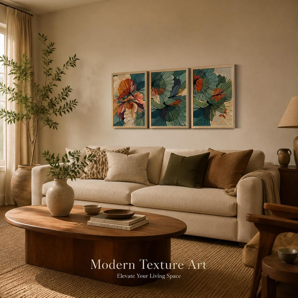 Framed Canvas Wall Art Prints Poster Pictures Abstract Floral Artwork Set