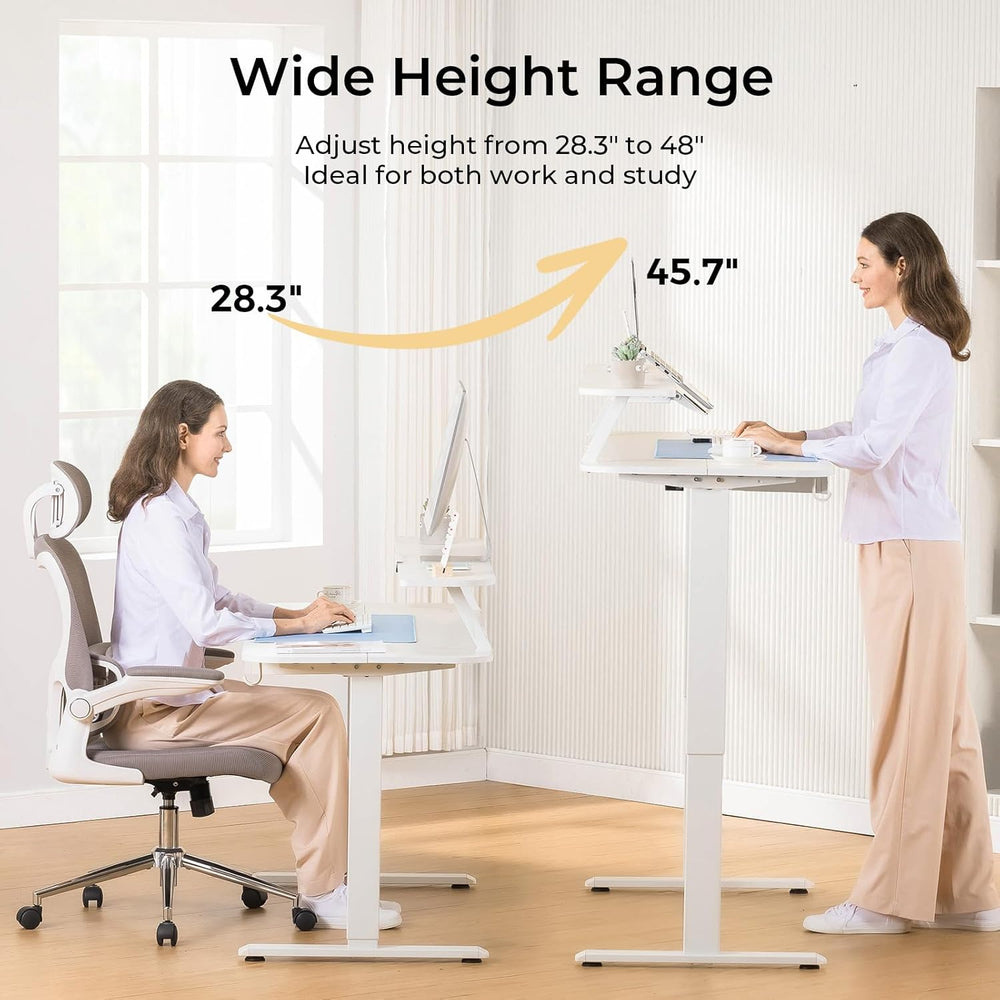 COMHOMA Electric Standing Desk with Drawers, 48 x 24'' Sit Stand up D...