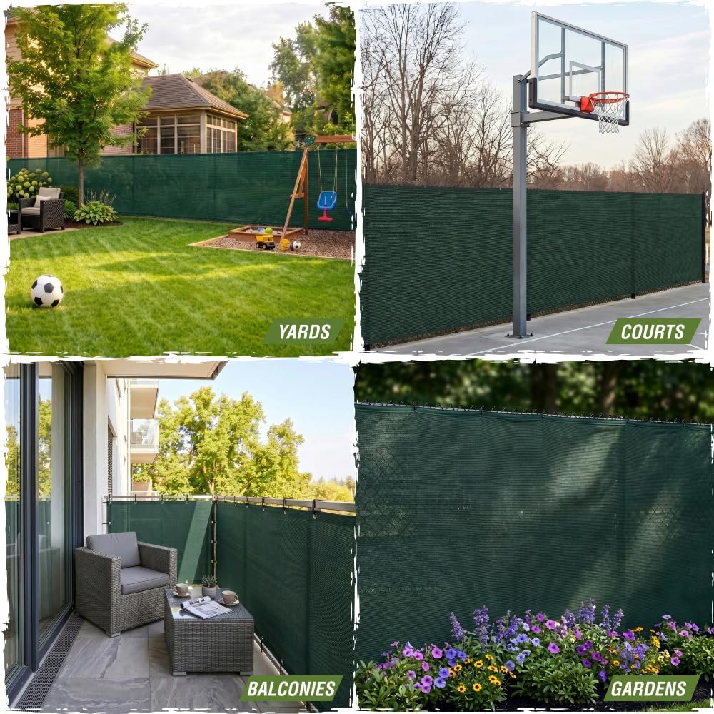 RUGGED RHINO Fence Privacy Screen 180 GSM Heavy Duty Mesh, 6x50 FT Green