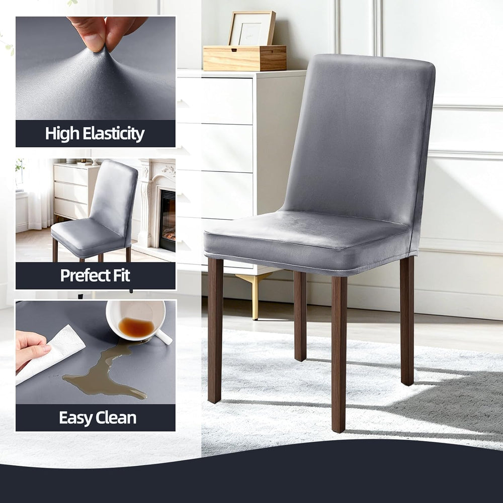 Waterproof Full Chair Covers for Dining Chairs Set of 6, Gray