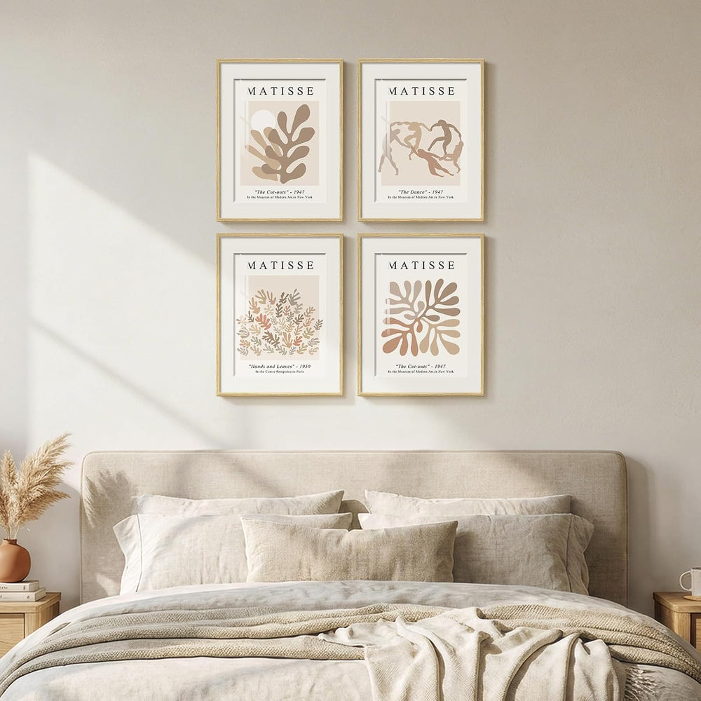 4 Piece Framed Matisse Abstract Neutral Botanical Wall Art, 11x14 Inch