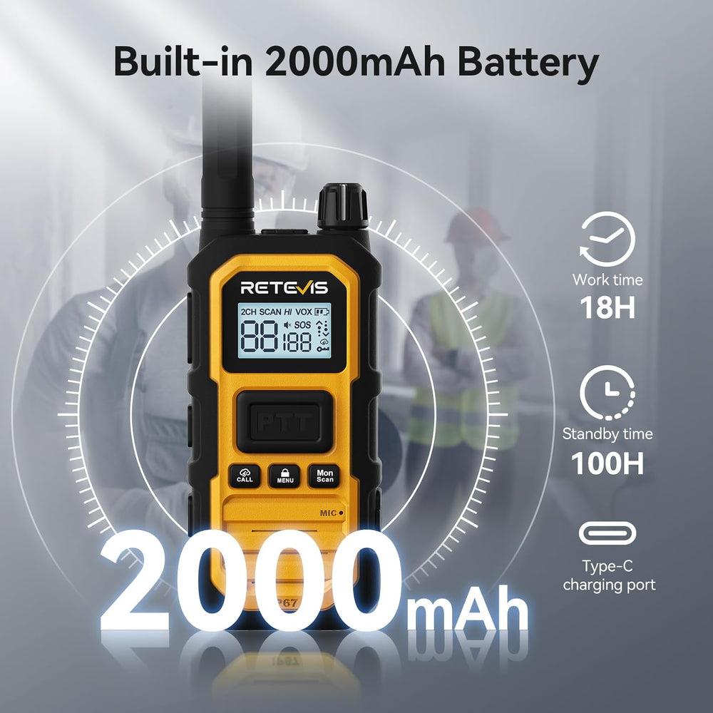 Retevis RB48 Plus Waterproof Walkie Talkies Long Range,GMRS Radios (6 Pack)