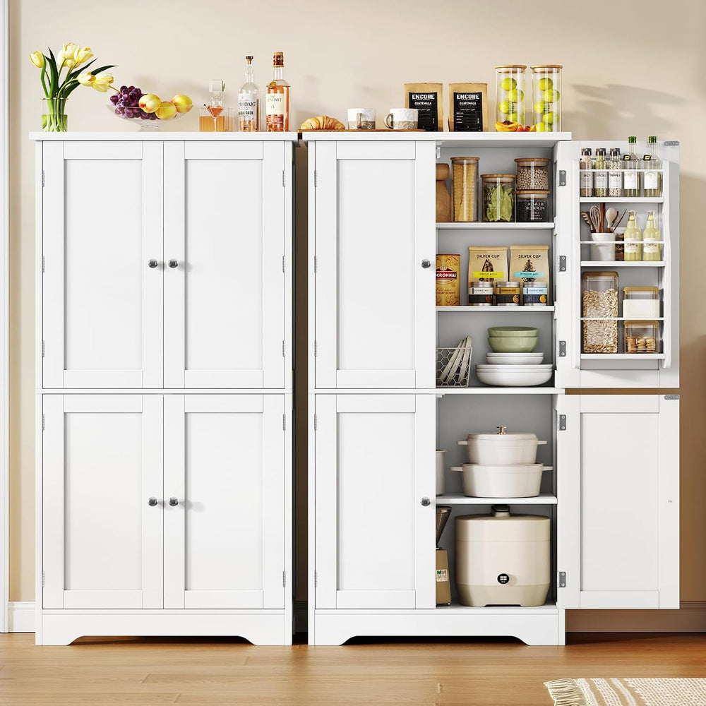 TEENFON Storage Cabinet, Pantry Cabinet with 4 Doors and 3 Storage Shelves, K...