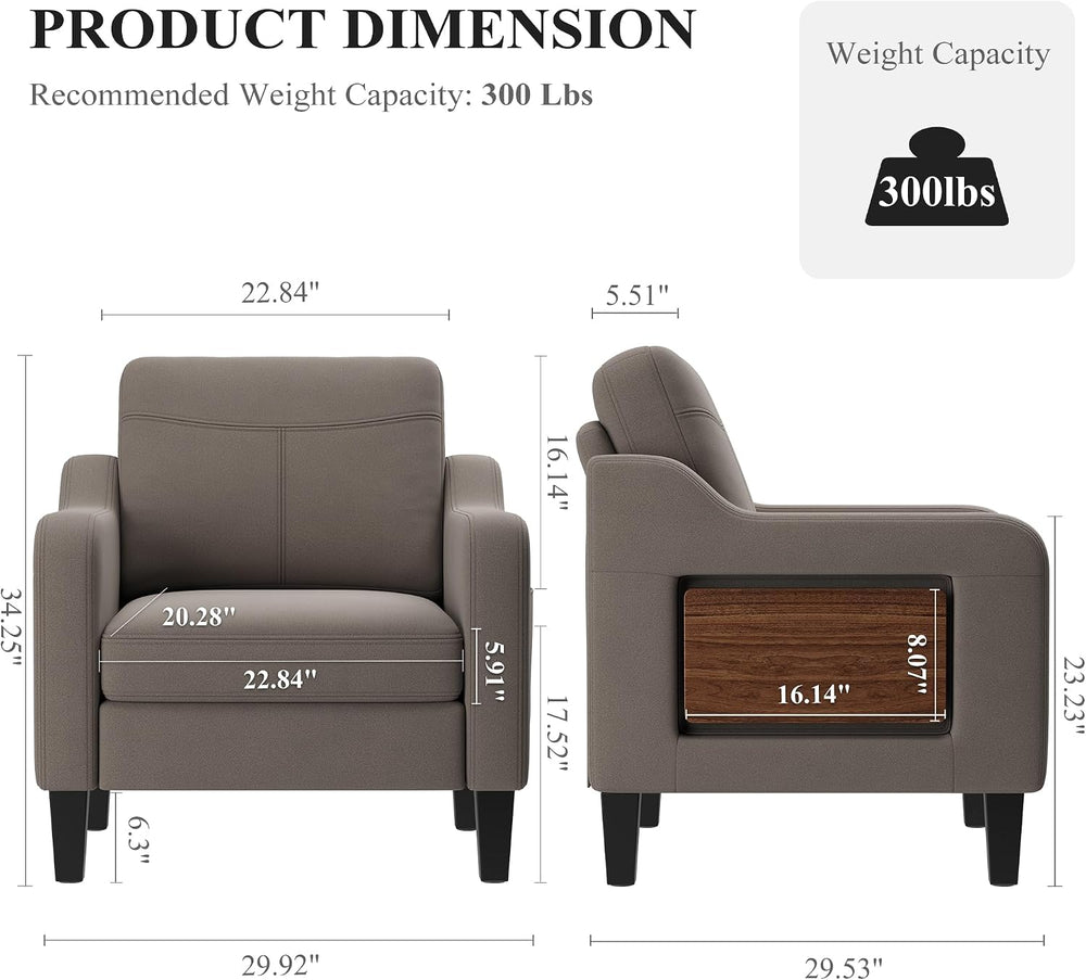 Accent Chairs Set of 2 for Living Room, Mid-Century Upholstered Armchair with...