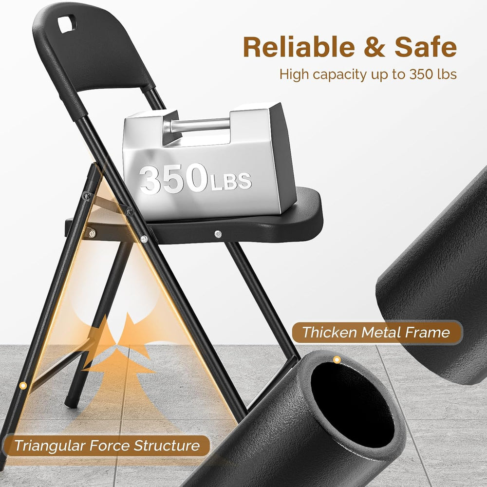 Bonnlo 10-Pack Black Plastic Folding Chairs, Portable Seat with Sturdy Steel ...