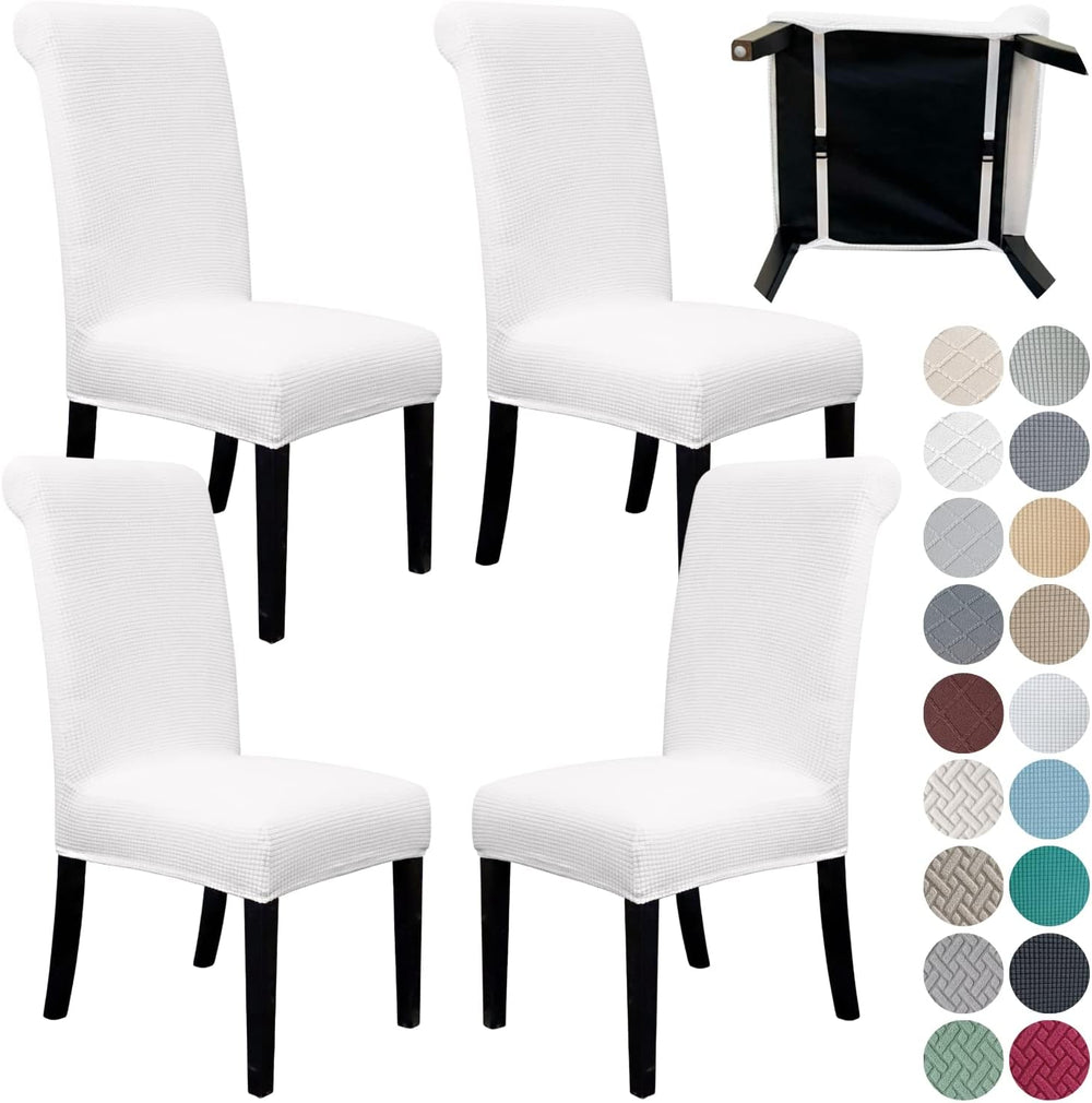 SPRINGRICO 4 Pack Dining Room Chair Covers with seat Belt, Stretch Parsons Ch...