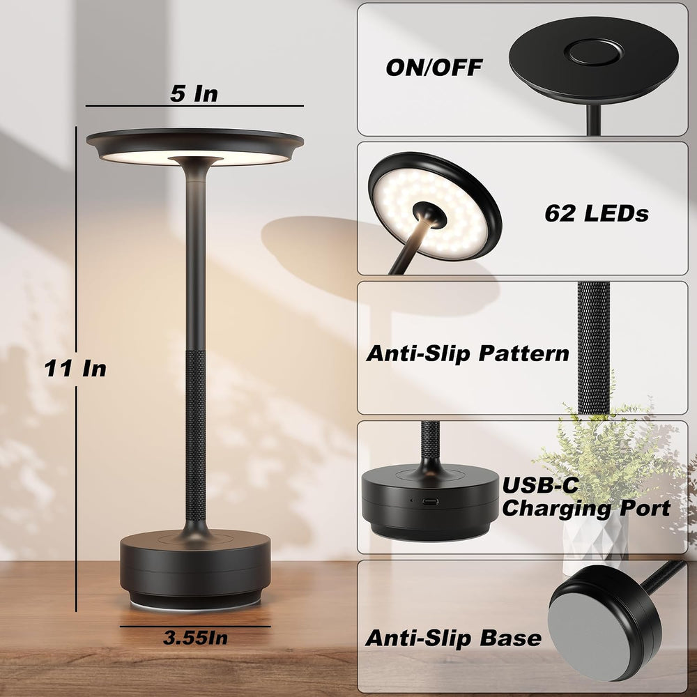 TBBGA 2 Pack Rechargeable Table Lamps Cordless, 5000mAh Outdoor Table Light
