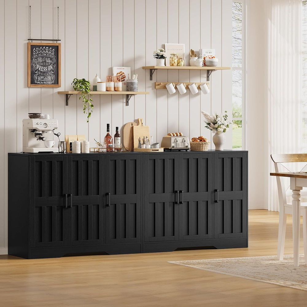 Modern Farmhouse Buffet Cabinet with Storage, 85" Large Sideboard Storag...