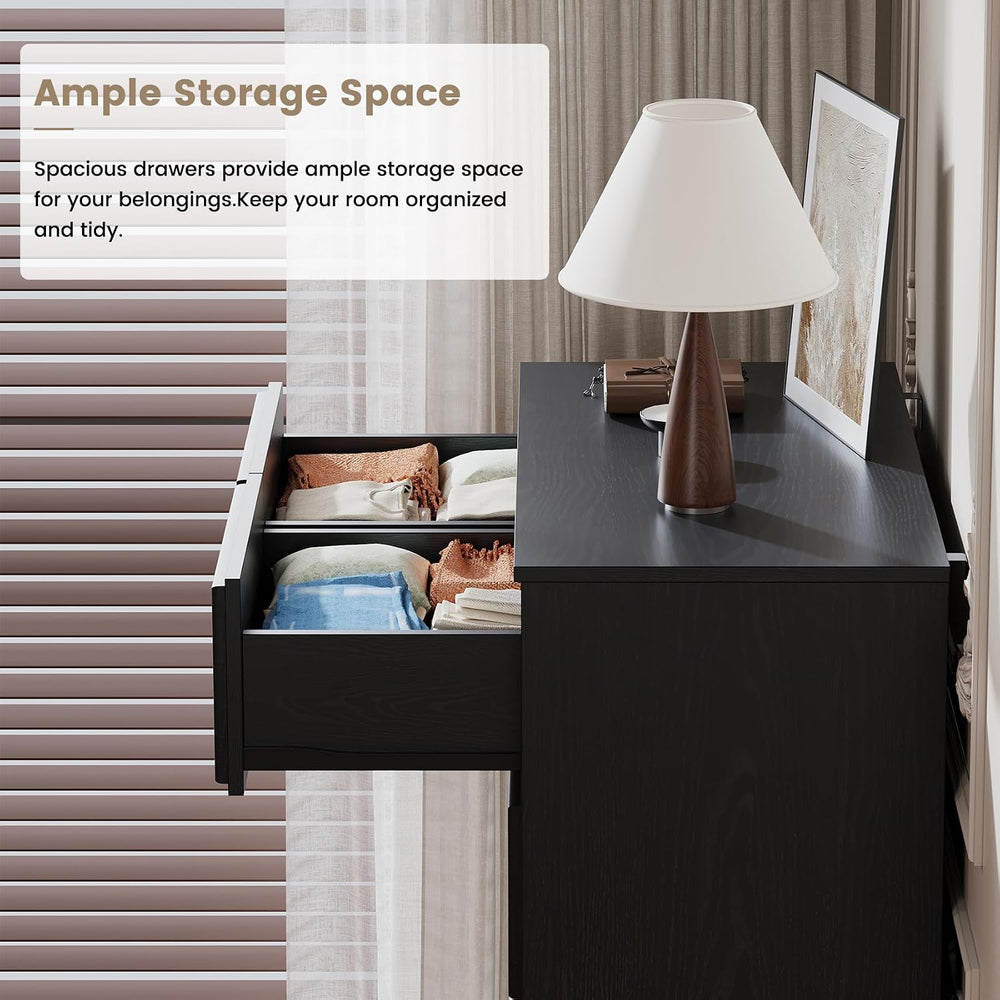 VVFLU 48'' Tall Black Dresser with 6 Drawers Chest of Drawers for Bed...
