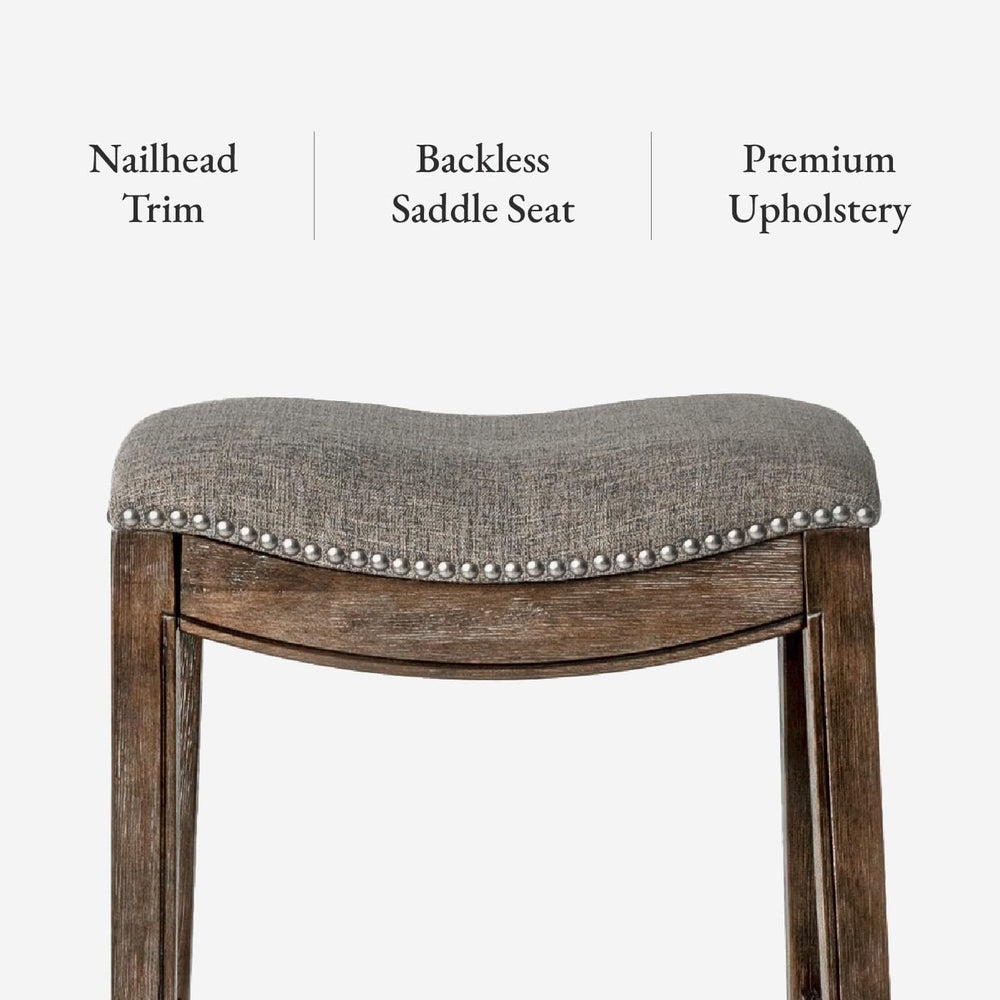 Maven Lane Adrien Backless Counter Stool, Brown, 26", Set of 3