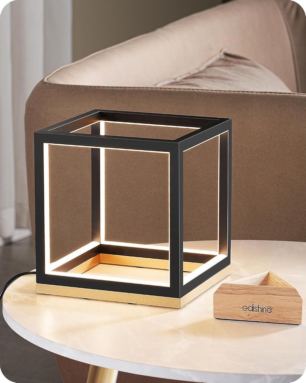 EDISHINE Modern LED Table Lamp, Minimalist Bedside Lamp for Living Room