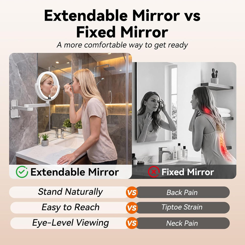 Wall Mounted Makeup Mirror, Digital Screen Magnifying Mirror with Light