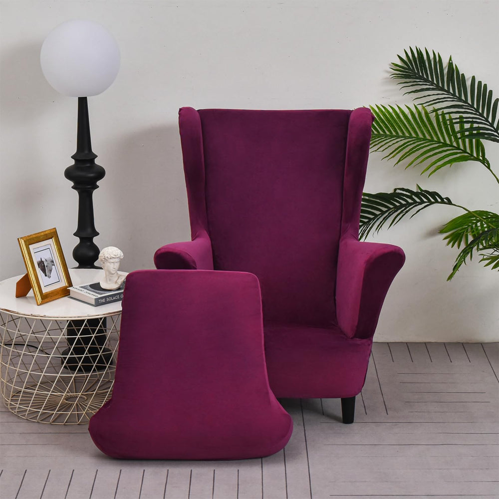 OBCREAT Wingback Chair Covers 2 Piece Stretch Velvet Wingback Chair Slipcover...