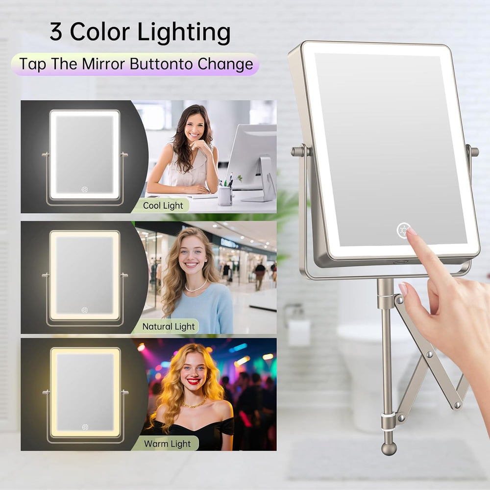 FASCINATE 8.7" 5000mAh Rechargeable Wall Mounted Makeup Mirror (Nickel)